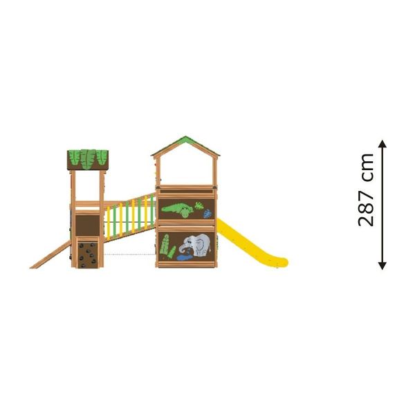 Spielplatz, Kletterturm, Rutsche, Holzspielgerät, Baumaterial
