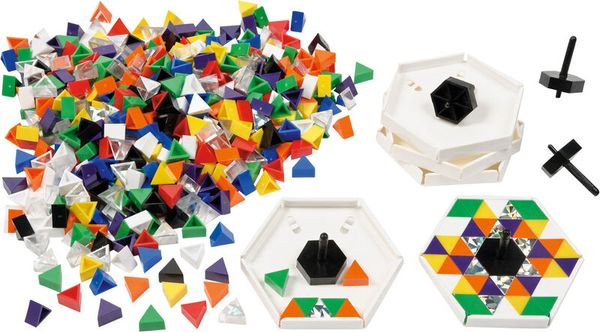 Kunststoffteile, Puzzles, Geometrische Muster, Bunte Dreiecke, Wüfel-Teile