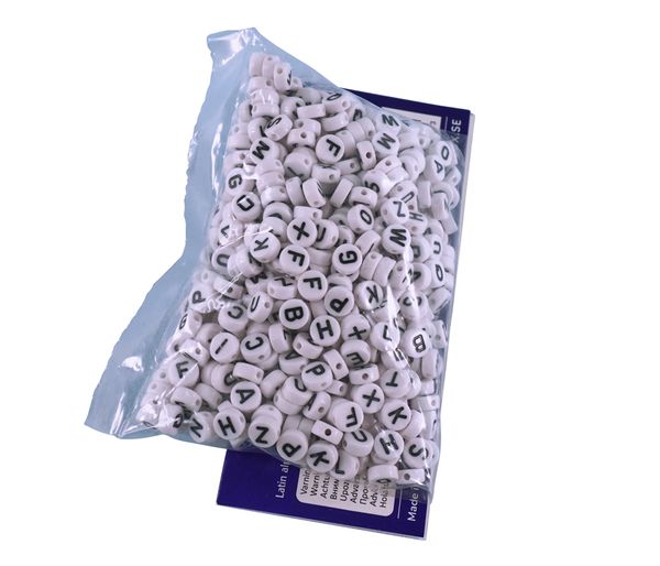 Kunststoffperlen Buchstaben weiss, 500 Stück Kunststoffperlen Buchstaben weiss, 500 Stück