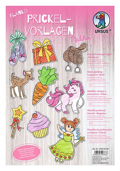 stickers, vorlagen, prickel, mädchen, unicorn