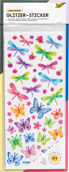 FOLIA Glitzer-Sticker Sweet Decor, 5 Stück mit 274 Sticker