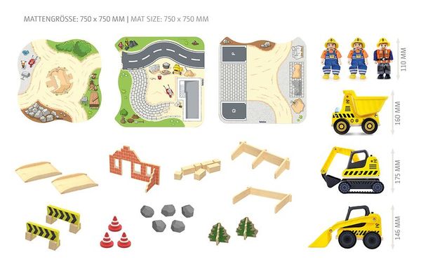 sandkasten, bauplatte, holzspielzeug, baustellen-sets, fahrzeuge