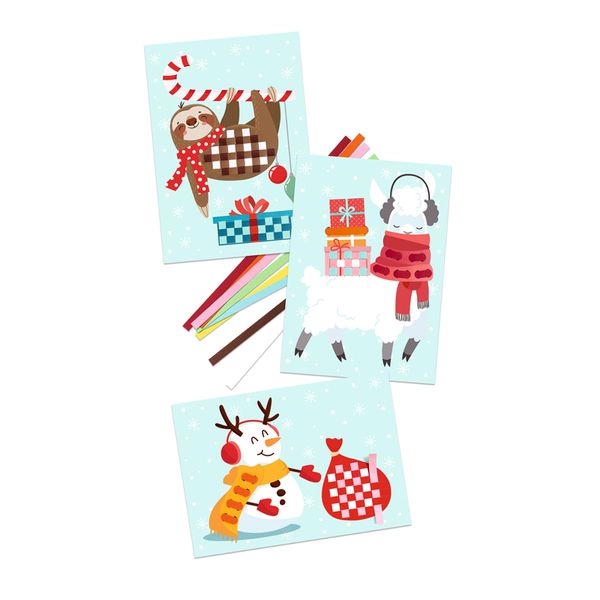 Winter, Grußkarten, Schneemann, Rentier, Lama, Farbe, Geschenke, Muster