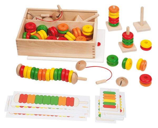 holzspielzeug, stabspiele, farben, perlen, kugeln