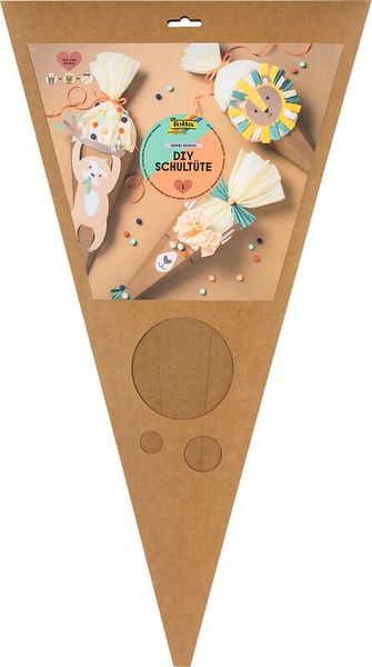 FOLIA Schultüten-Bastelset "Löwe/Lama/Faultier“, aus Kraftkarton, 68 cm, 1 Set