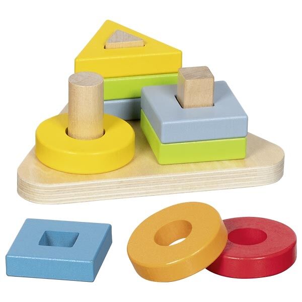 GOKI Steckspiel, Farben- und Formen Sortierspiel, 10-teilig, Holz, ab 1,5 Jahre