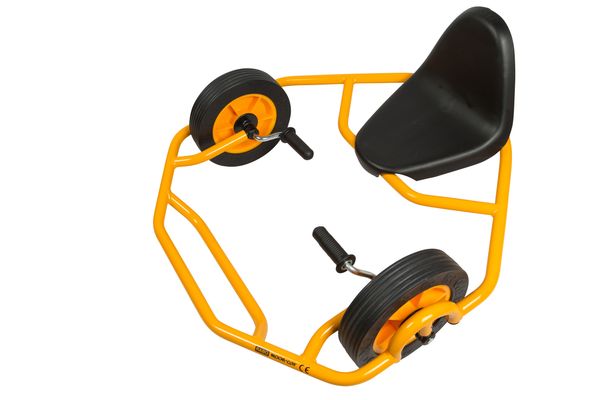 Fahrradtrainer, Beintrainer, Sitzgerät, Gummirollen, Gelb