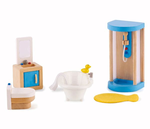 HAPE Familienbad für Puppenhaus (Holz), 7 Teile HAPE Familienbad für Puppenhaus (Holz), 7 Teile