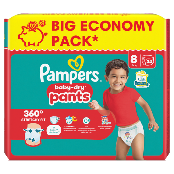 PAMPERS Baby Dry Pants Gr. 8, Extra Large 17+ kg, (verschiedene Verpackungsgrößen)