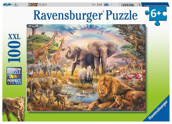 RAVENSBURGER XXL Kinderpuzzle - Afrikanische Savanne, 100 XXL-Teile, ab 6 Jahre