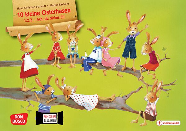 Osterhasen, Hase, Bunte Illustration, Kinderbuch, Holz/Seilbrücke