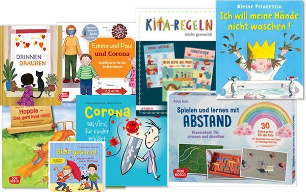 Bücher, Kinderbuch, Corona-Infos, Kinderlernmaterial, Abstandsspielzeug