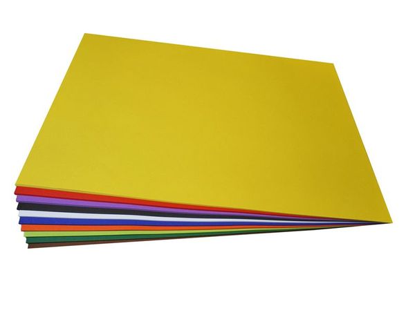 ELVIRAS Tonkarton 180 g/m², 50x70cm, 100 Bogen in 10 Farben sortiert