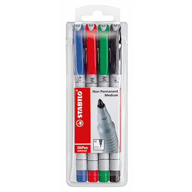 STABILO non-permanent Folienschreiber 0,4 mm sortiert 4 Stück