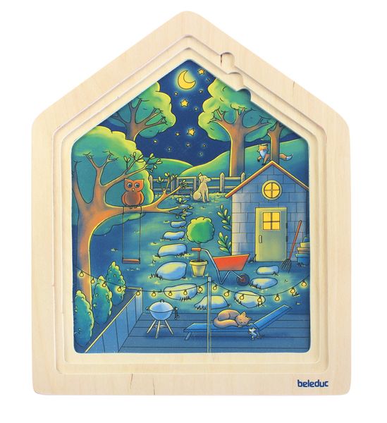 4-Lagenpuzzle Zuhause, Holz, 33 Teile, ab 4 Jahre 4-Lagenpuzzle Zuhause, Holz, 33 Teile, ab 4 Jahre