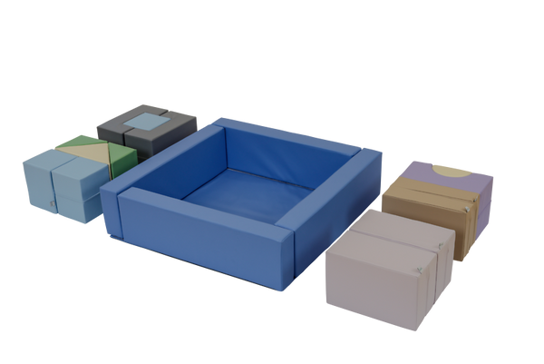 KITAEINKAUF Bewegungsparcours mit Bällebad, Schaumstoff, Kunstleder, 15-teiliges Set