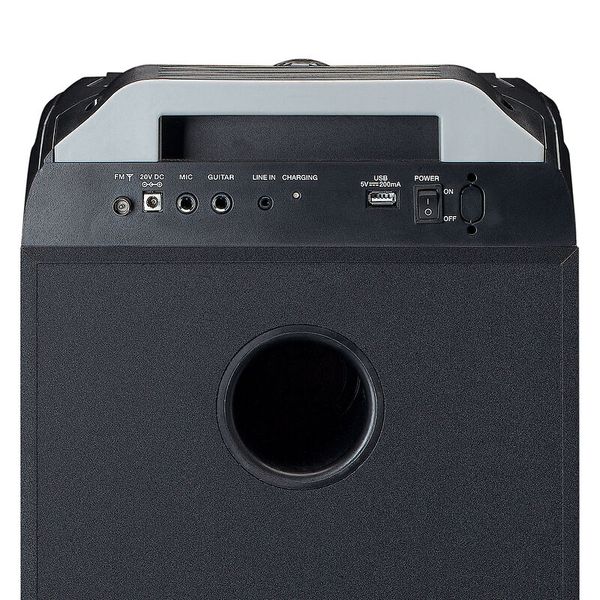 angehört, subwoofer, blau/schwarz, frontplatte, lautsprecher