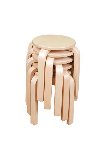 Hocker, Holz,  stapelbar, natur, runder Deckel