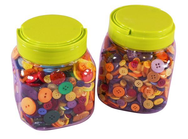 Knöpfe, Bunte Knöpfe, Glasbehälter, Aufbewahrung, Kunststoff