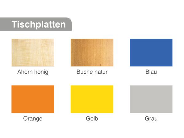 Tischplatten, Ahorn, Buche, Blau, Orange