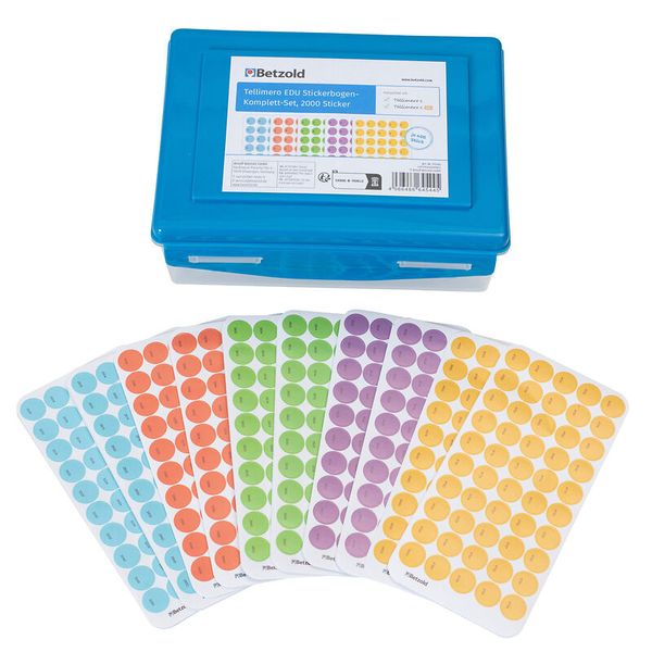 stickers, educational, colored dots, label kit, storage box