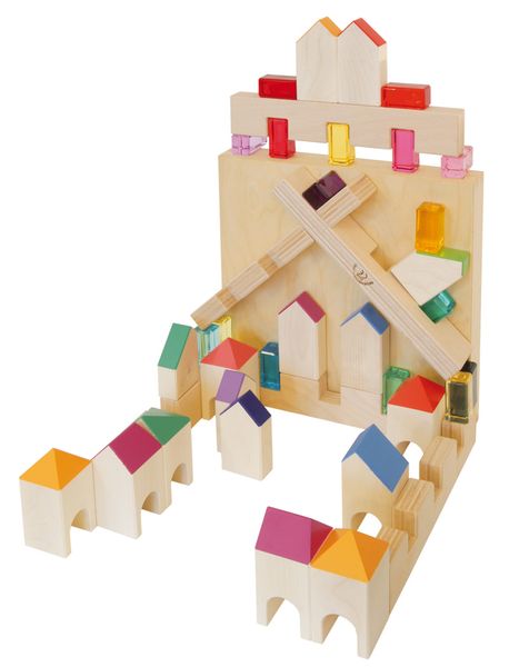 Holzbausteine, Baukasten, Kreativspielzeug, Holzblocke, Bunt