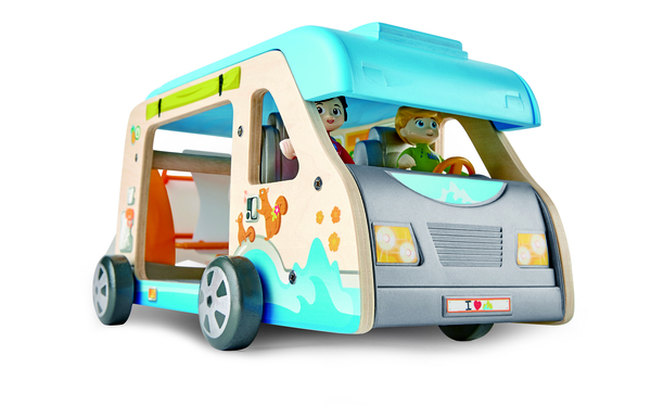 HAPE Abenteuer Van inkl. 2 Puppen und Zubehör (Holz + Kunststoff), ab 3 Jahre