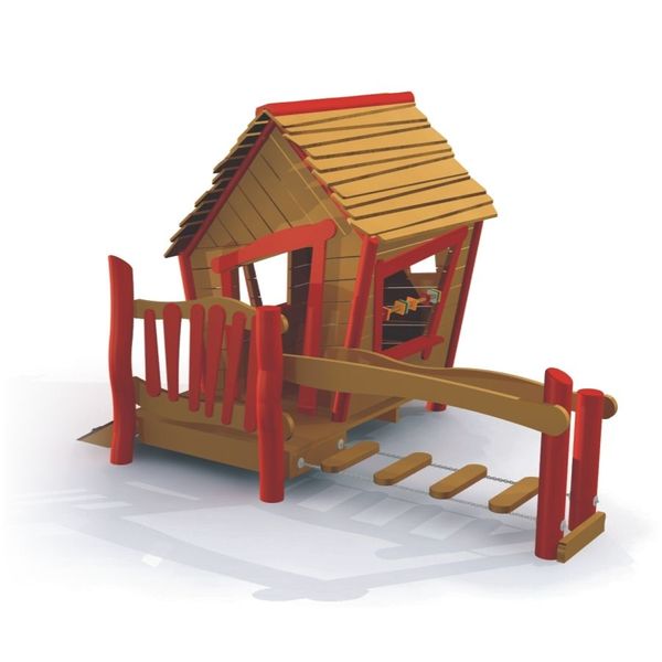 Spielhaus, Spielplatz, Holzhaus, Kletterbrücke, Kinderhaus