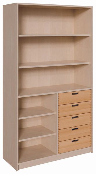 Schrank mit 5 Massivholzschüben und Einlegeböden (B/H/T: 102 x 180 x 40 cm)