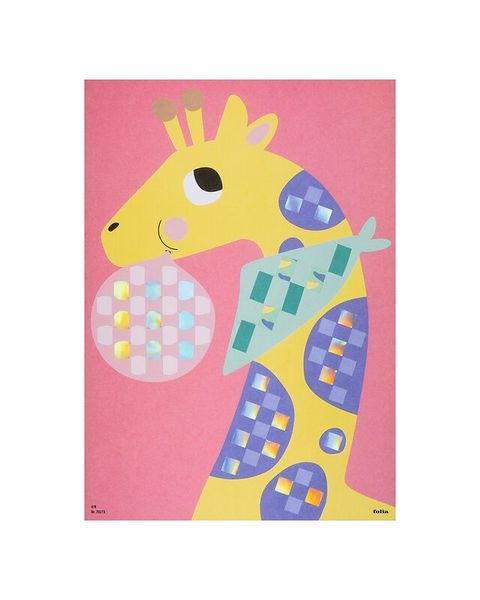 Giraffe, Poster, Abstrakt, rosa Hintergrund, gelbe Giraffe