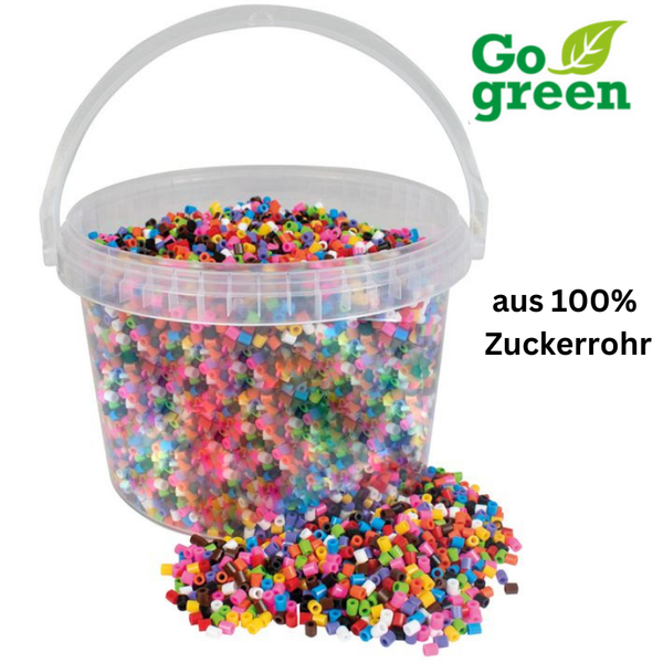 Bügelperlen im Eimer "I am green", 100% Zuckerrohr, 10 Farben, 20.000 Stück