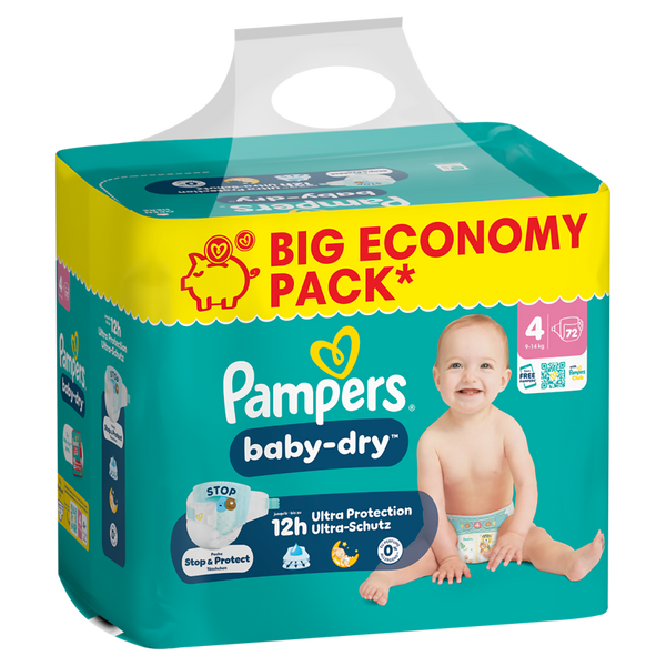 PAMPERS Baby Dry Windeln Größe 4, Maxi 9-14 kg, Packungsgröße wählbar