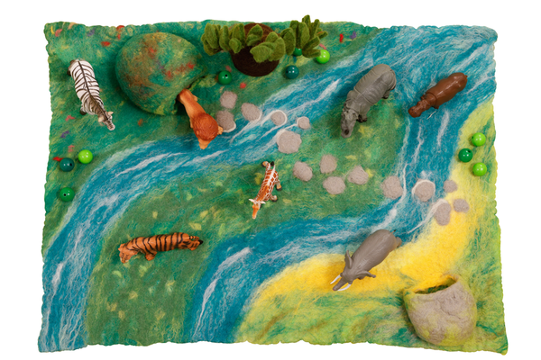 Landschaftsfilzmatte Flusslandschaft mit 2 Höhlen, 45x60 cm (SONDERANGEBOT)