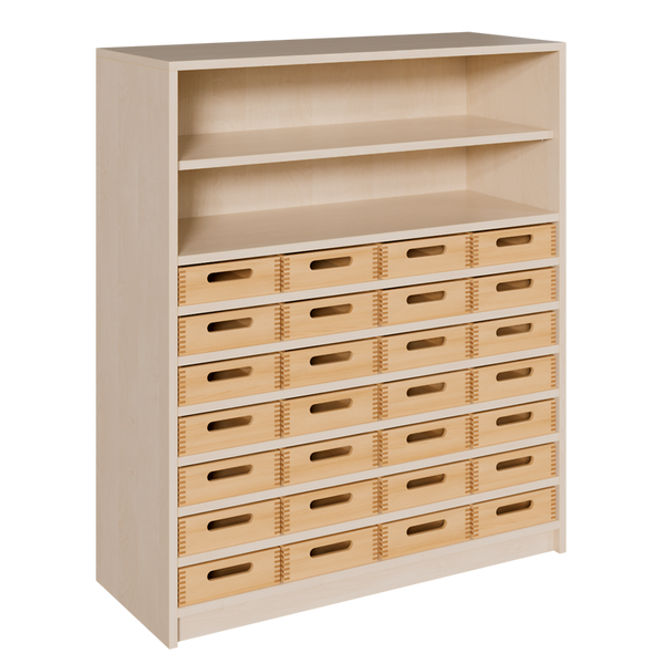 Schubladenschrank, Holz, Naturfarben, Offene Ablagen, Viele Schubladen