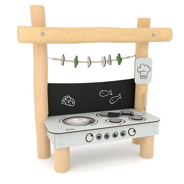 Holzküche, Spielküche, Kochstelle, Backbrett, Grill