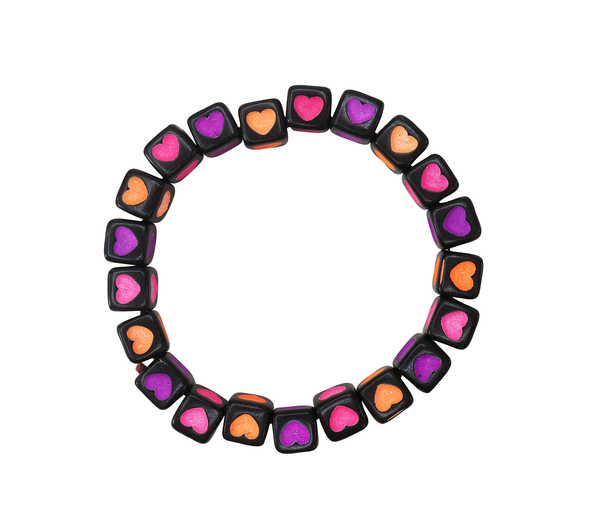 Kunststoffperlen Herzen neon & schwarz, 300 Stück Kunststoffperlen Herzen neon & schwarz, 300 Stück