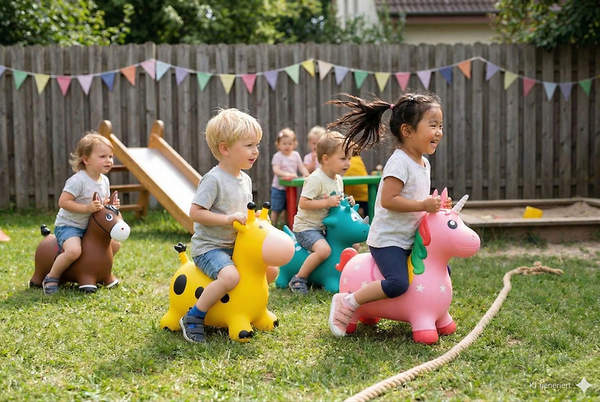 Kinderfahrzeug, Rutschfahrzeug, Hüpfpferd, Gartenspiel, Spielplatz