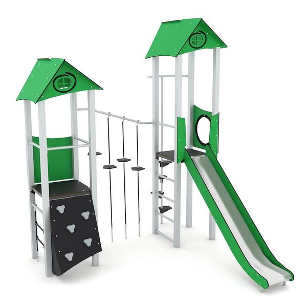 Turm-Spielkombination, 2 Türme mit Rutsche, Steel+