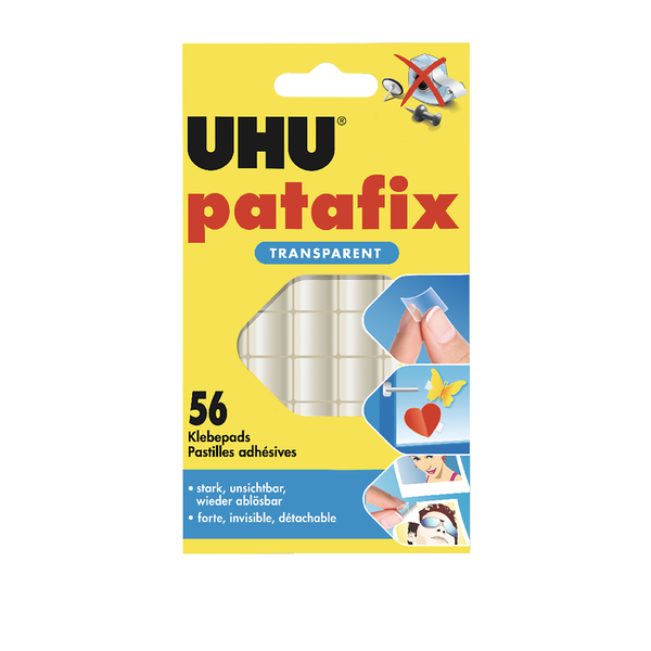 UHU Klebepad patafix, 12x12 mm, transparent, 56 Stück