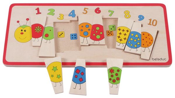 Lernspiel, Domino-Bauklotz, Holzspielzeug, Tiere, Zahlenspiel