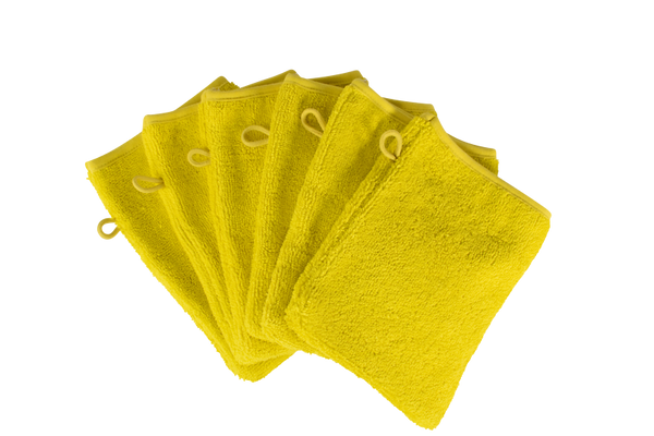 Waschhandschuh gelb, 6 Stück