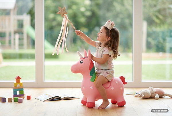 Kinderreitpony, Pony-Spielzeug, Gartenspiel, Kostüm-Krone, Magischer Stab