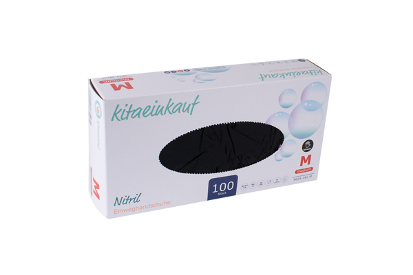 Handschuhe Nitril, puderfrei, Gr. M, 100 Stk., schwarz