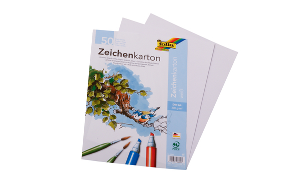 FOLIA Zeichenkarton A4, 200g, weiß, 50 Blatt