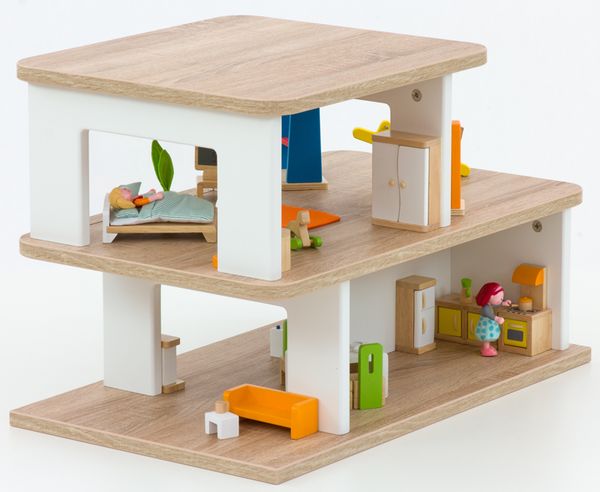 Holzspielzeug, Puppenhaus, Küche, Wohnzimmer, Miniatur