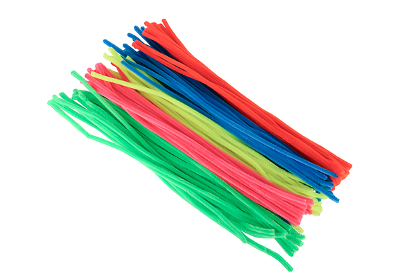 ELVIRAS Chenilledraht neon, 50 cm lang, Ø 8 mm, 100 Stück, farbig sortiert