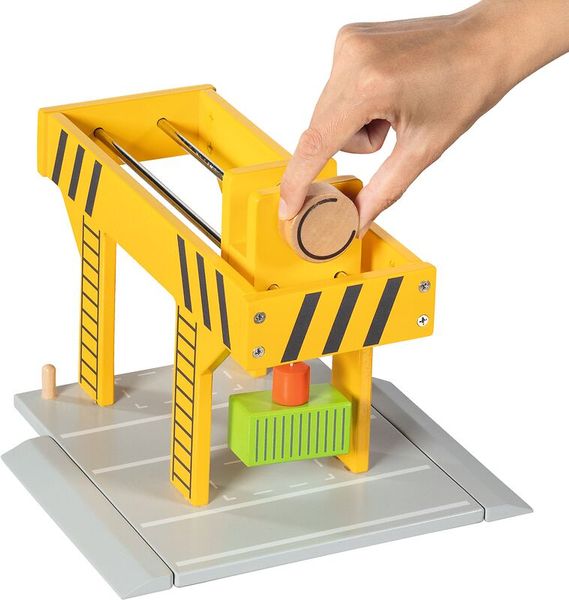 Kran, Spielzeugkran, Holzkran, Gelber Kran, Spielset