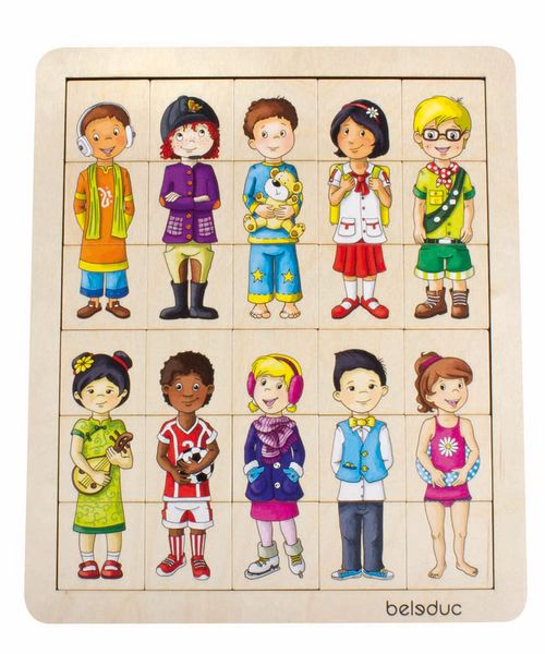 Holzpuzzle, Kinder, Figuren, Puzzle, Mannschaftsszene
