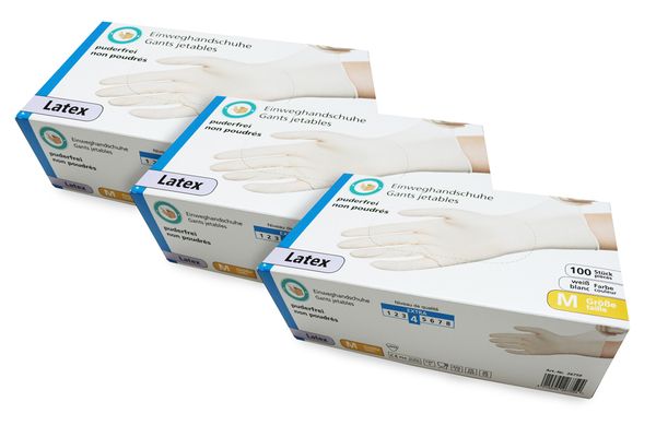 Latexhandschuhe, Größe M, Puderfrei, Einweg-Handschuhe, Handschuh-Set