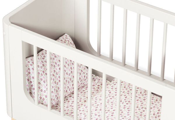 Kinderbett, Babybett, Holzbett, Weiß, Gitterbett